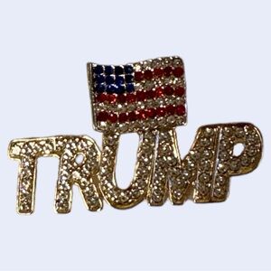 TRUMP BROOCH w/ American Flag & Rhinestones
